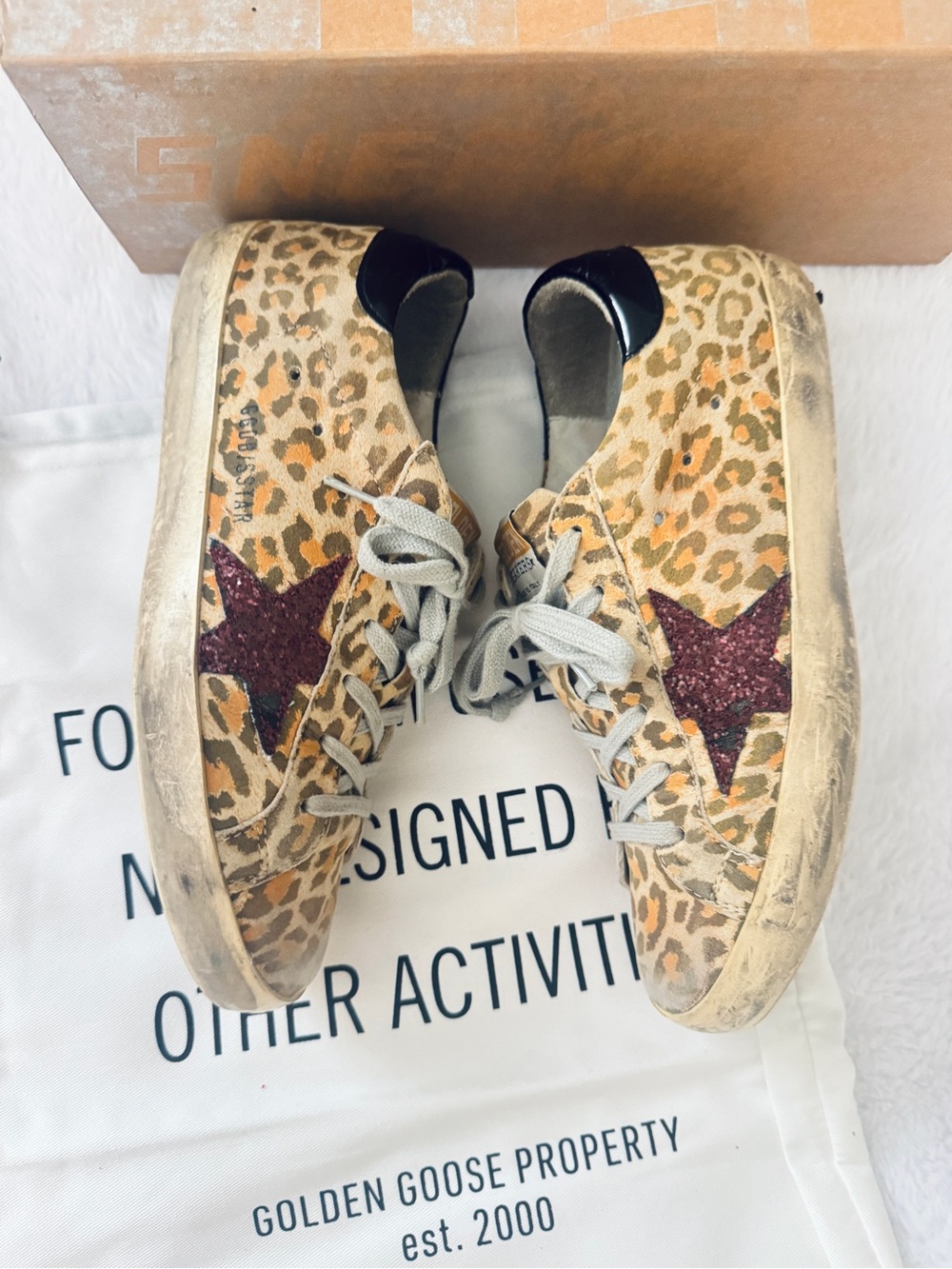 Golden Goose GGDB super star sneakers in leopard / women size 7 - Picture 9 of 10